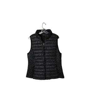 Tommy Hilfiger Women's Navy White Poka Dot Full Zip Puffer Lightweight Vest L